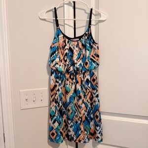 Body Central Lipstick Aztec Print Mini Dress Cinched Waist and Adjustable Straps